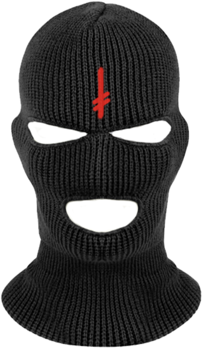 Black Ski Maskwith Red Symbol PNG