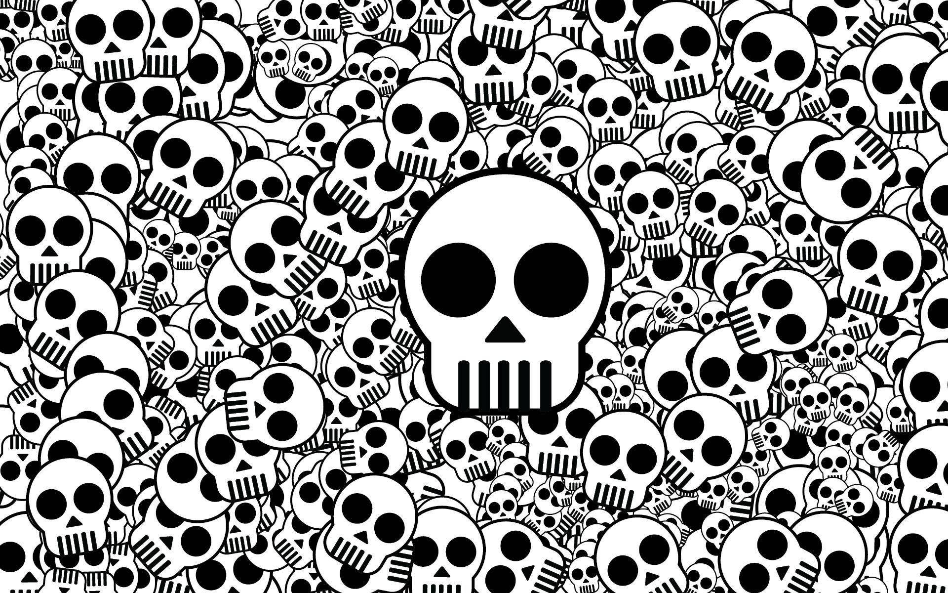 En sort og hvid skelet baggrund med mange skeletter Wallpaper