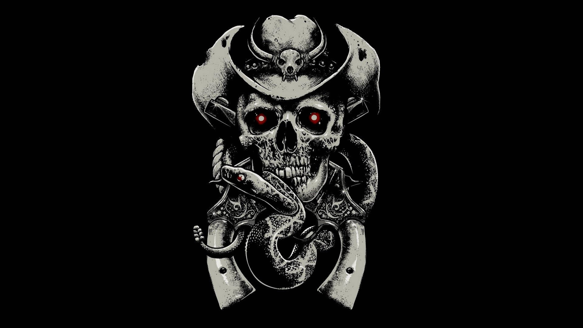 A Skull With A Knife And A Red Eye Wallpaper