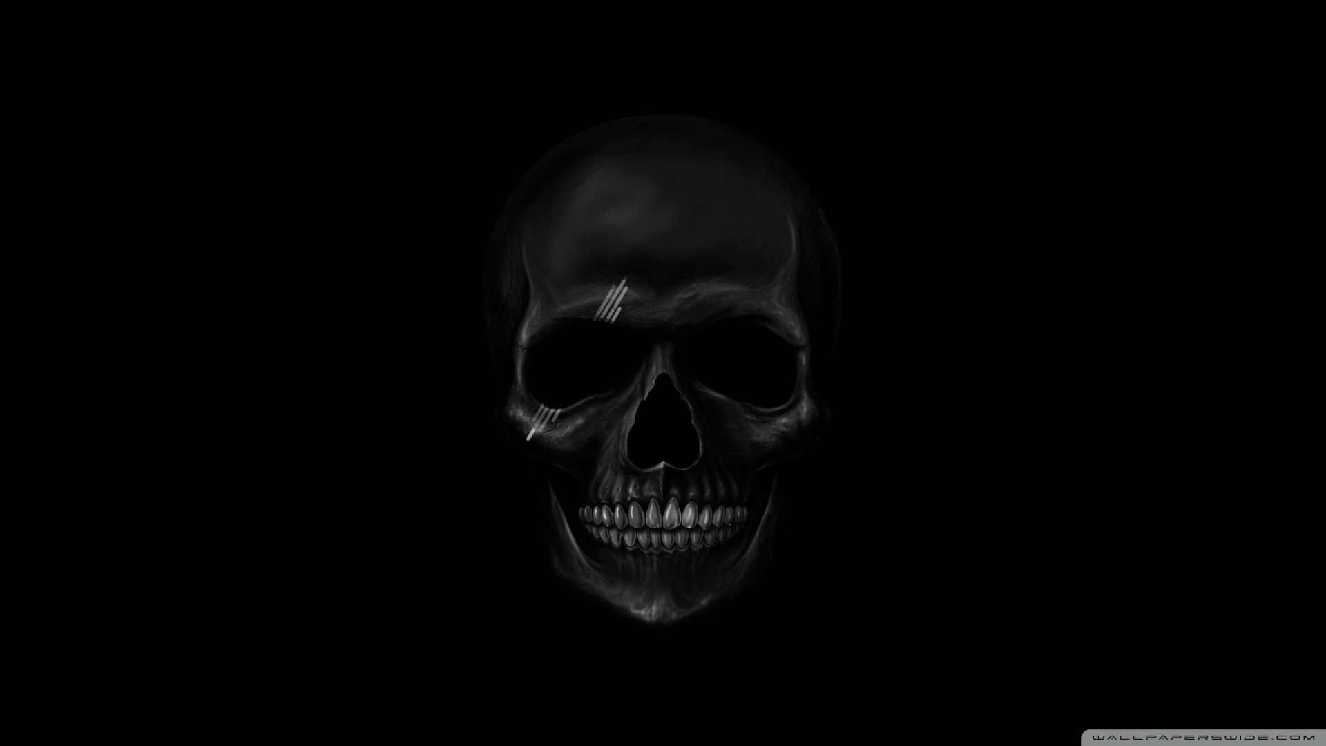 Black Skull In Cool Black Background