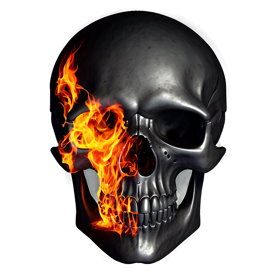 Black Skull On Fire Png 64 PNG