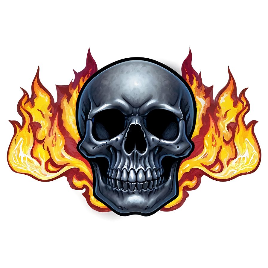 Black Skull On Fire Png Eas PNG