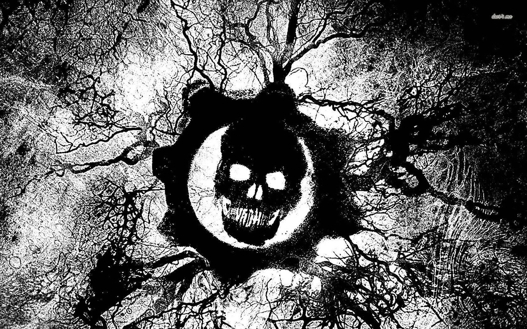 A Skull With A Tree In The Background Wallpaper