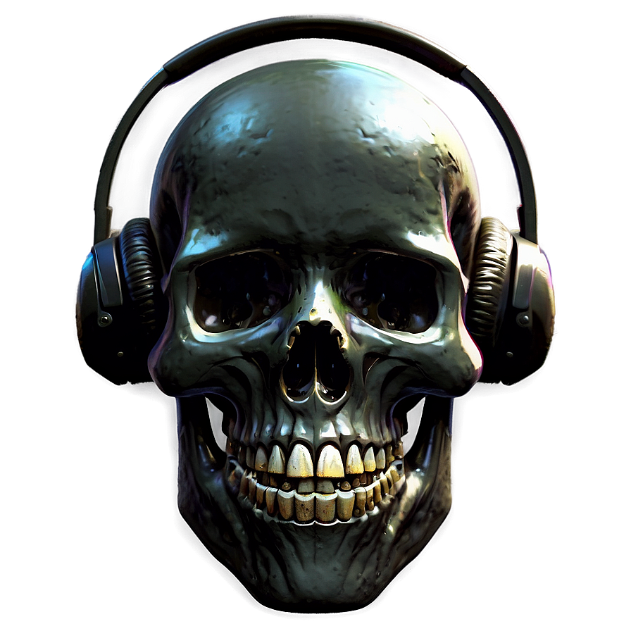 Black Skull With Headphones Png Ifu44 PNG
