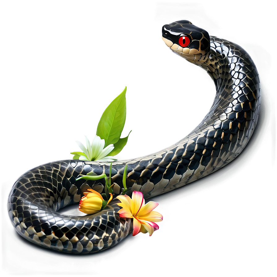 Black Snake With Flowers Png Sxt PNG