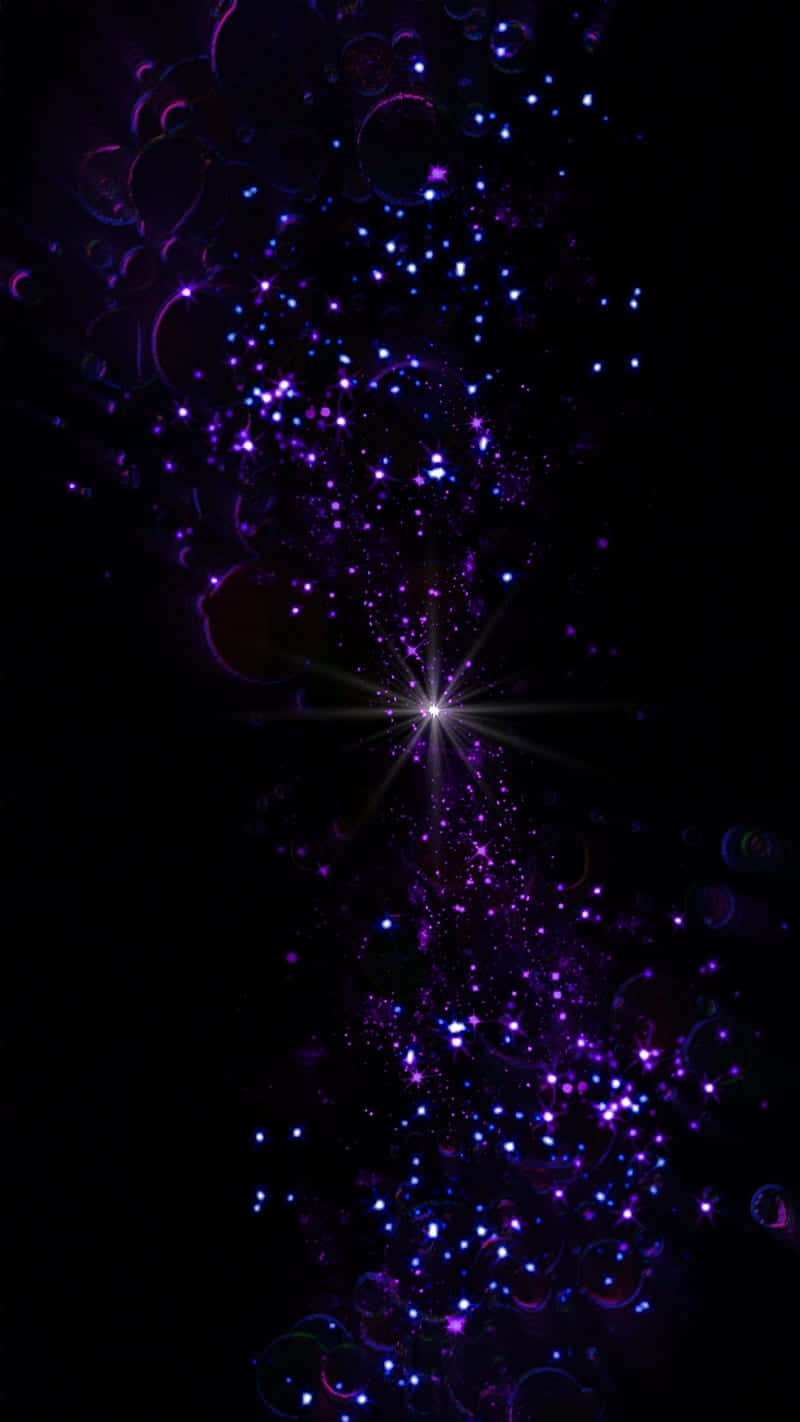 Black Sparkle Background With Purple Lights