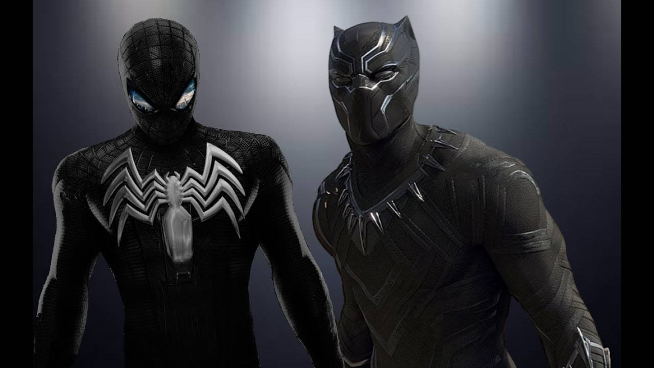 Spidermanpreto E Pantera Negra. Papel de Parede