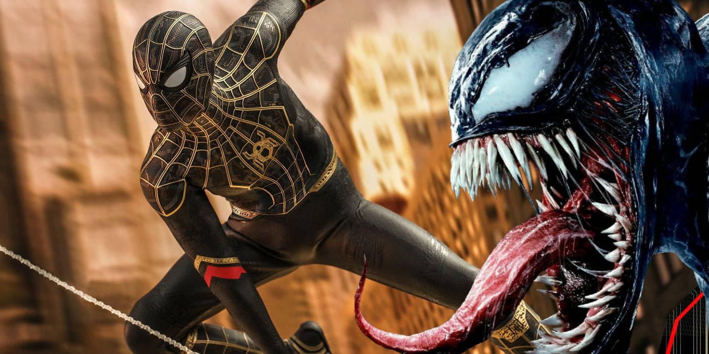 Sort Spiderman og Venom tapet Wallpaper
