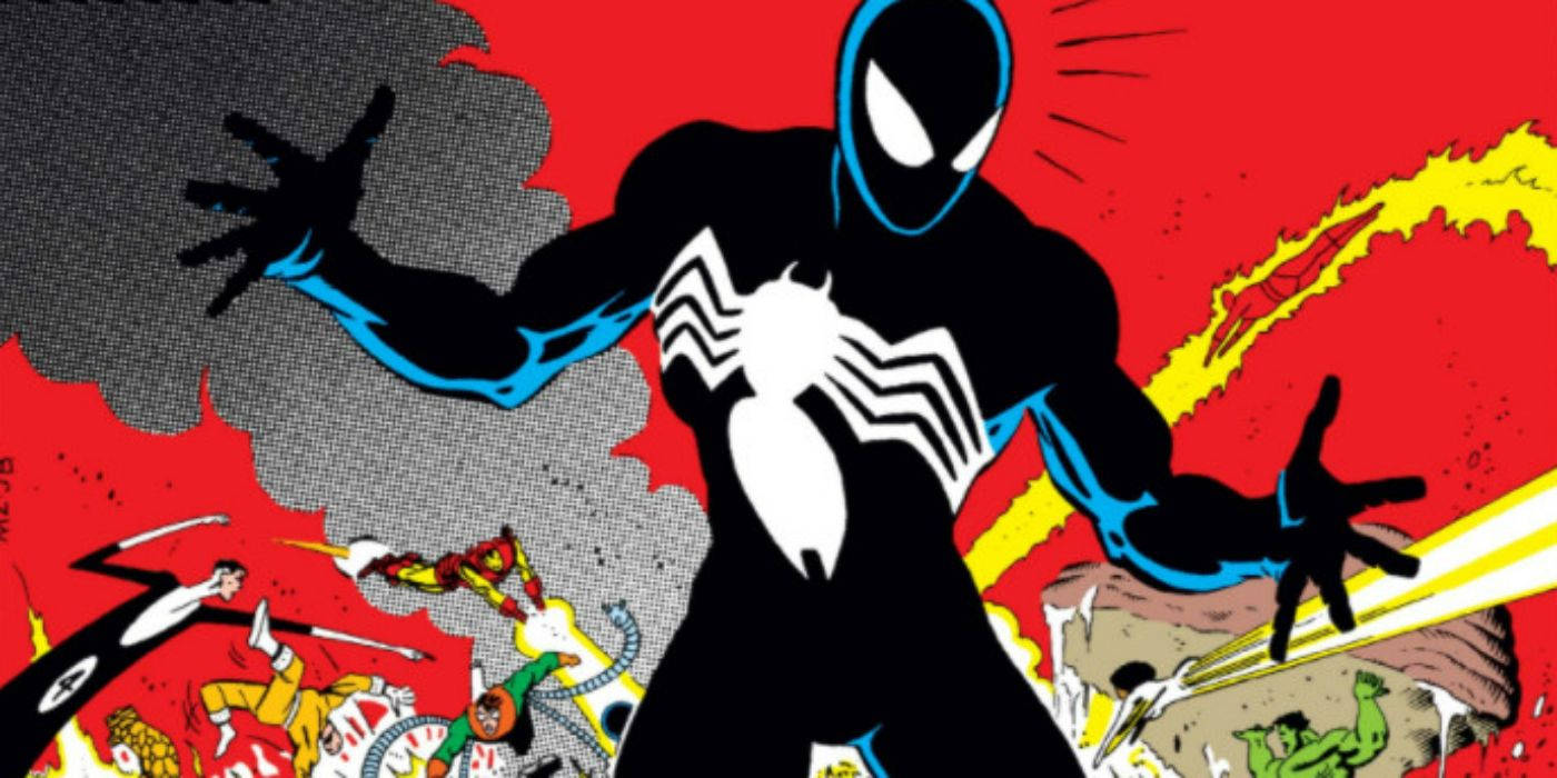 Sort Spiderman På Marvel Comics Wallpaper
