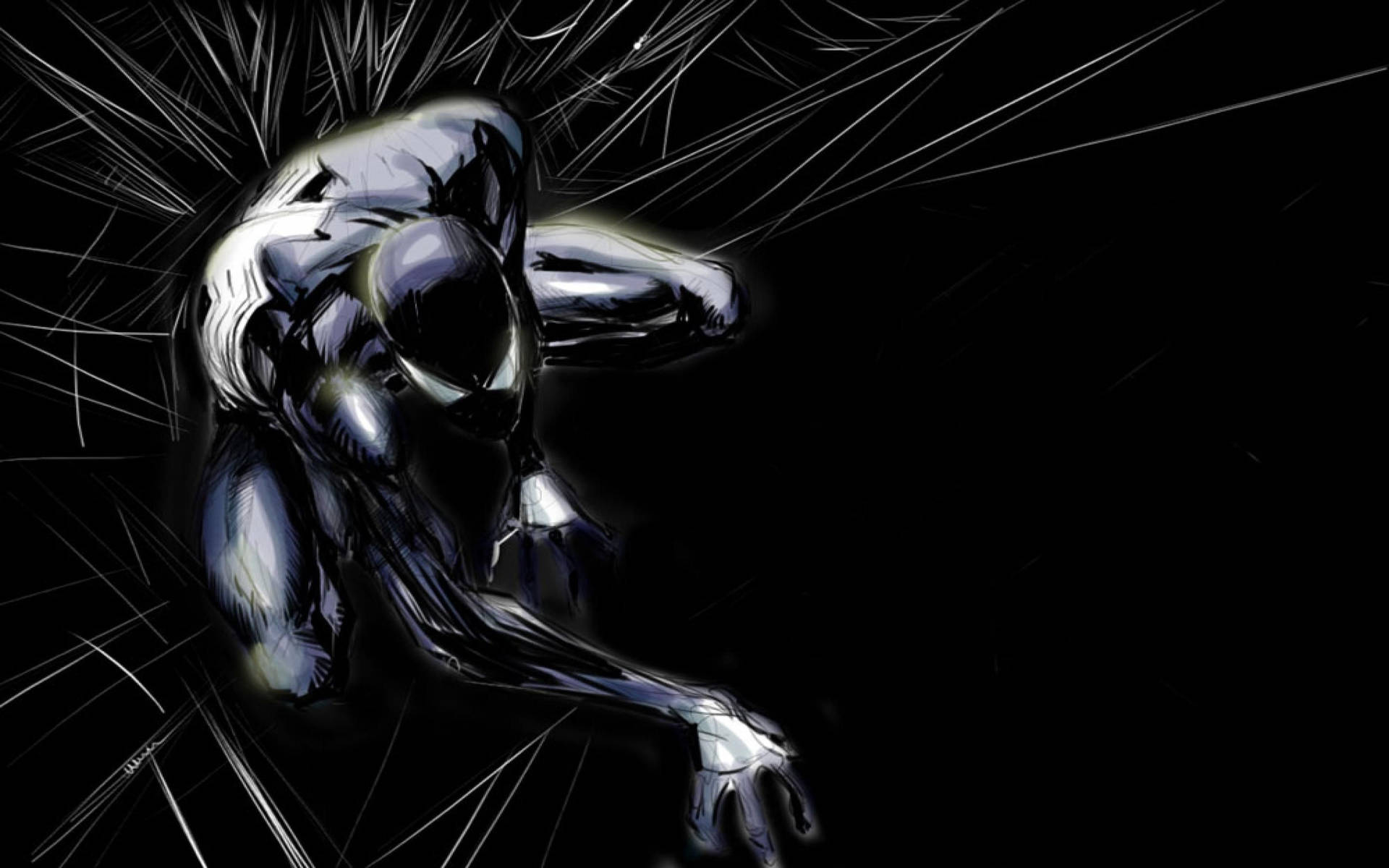 Bocetode Spiderman En Negro. Fondo de pantalla
