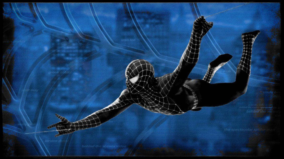 Black Spiderman Swinging Wallpaper