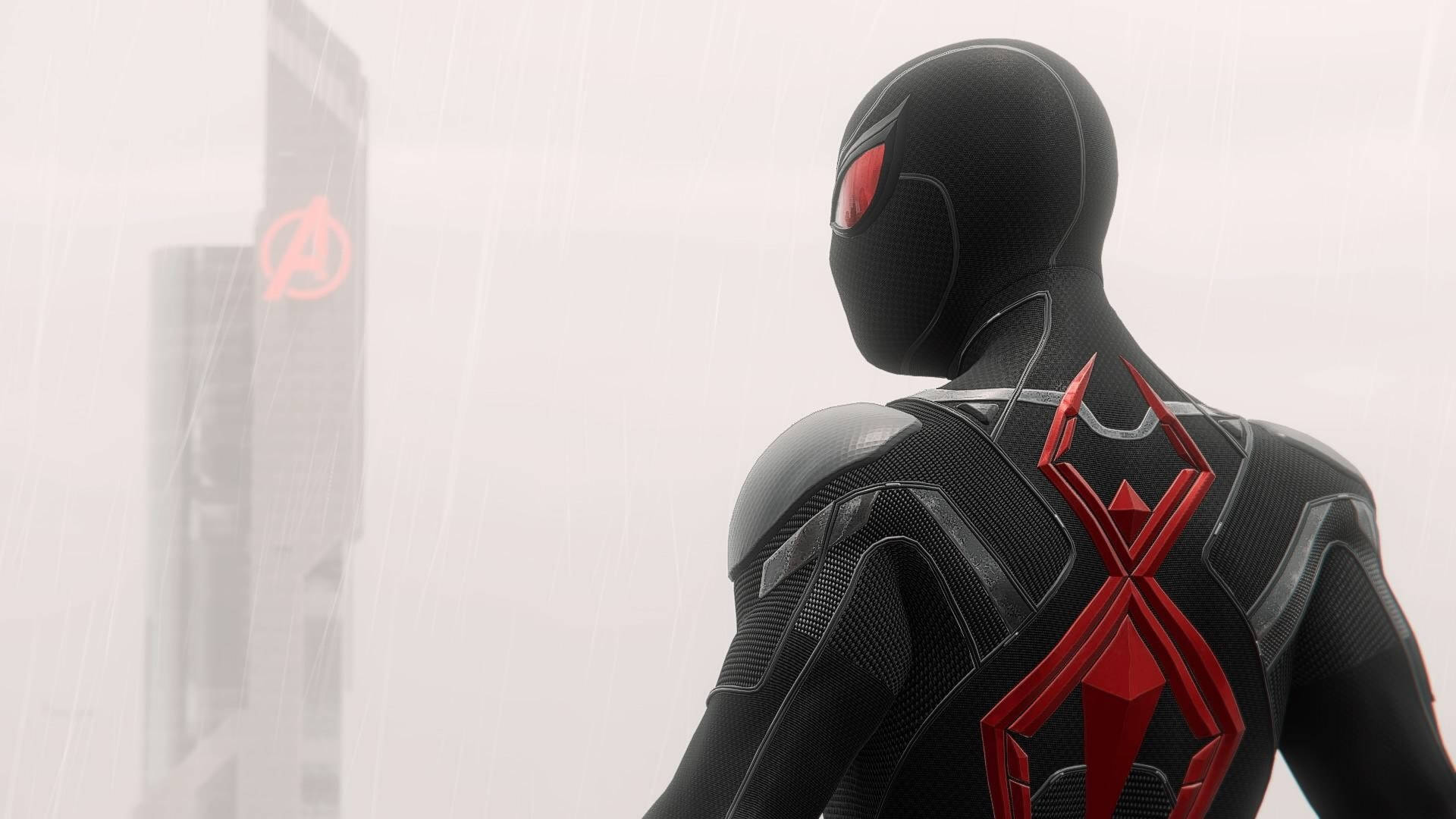 Black Spiderman With Red Eyes Wallpaper
