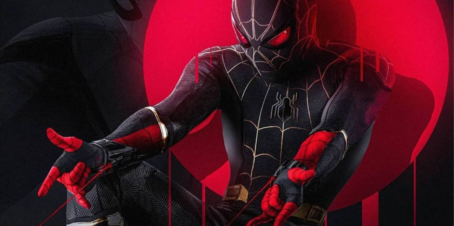 Sort Spiderman med rød baggrund Wallpaper