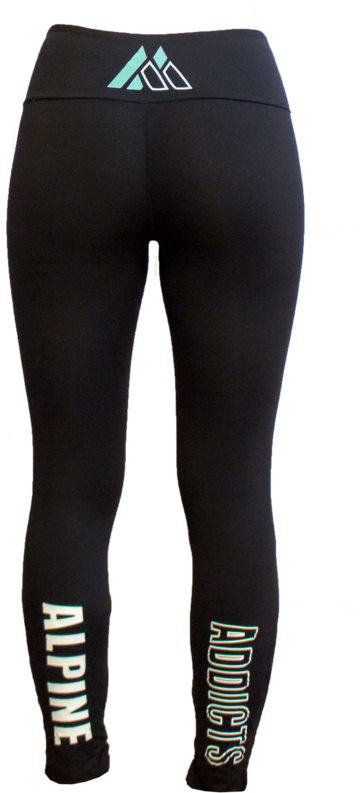 Black Sport Leggings Alpine Addicts Logo PNG