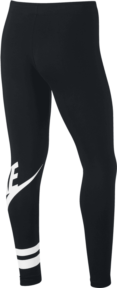 Black Sport Leggingswith White Logo PNG