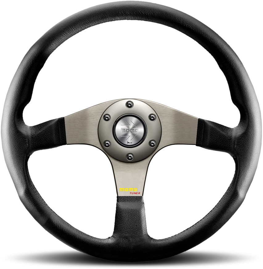 Black Sports Car Steering Wheel PNG