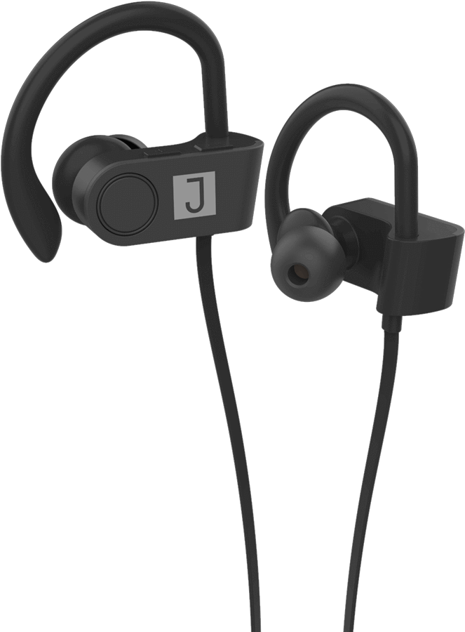 Black Sports Earphoneswith Hooks PNG