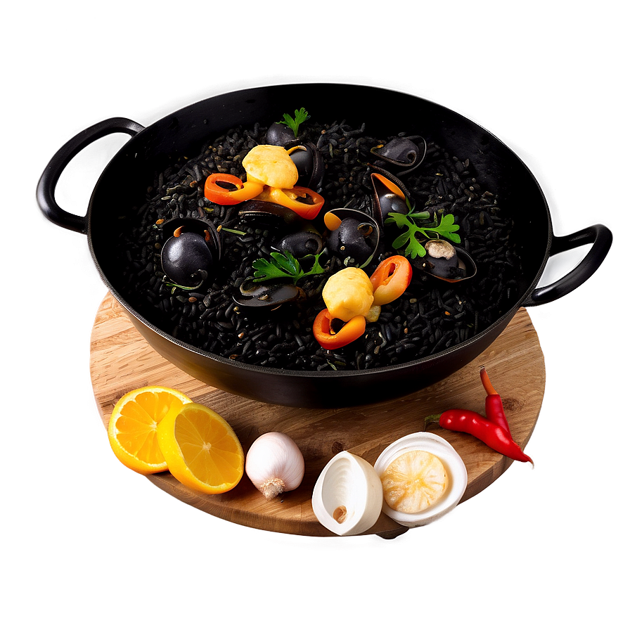 Black Squid Ink Paella Png 06252024 PNG