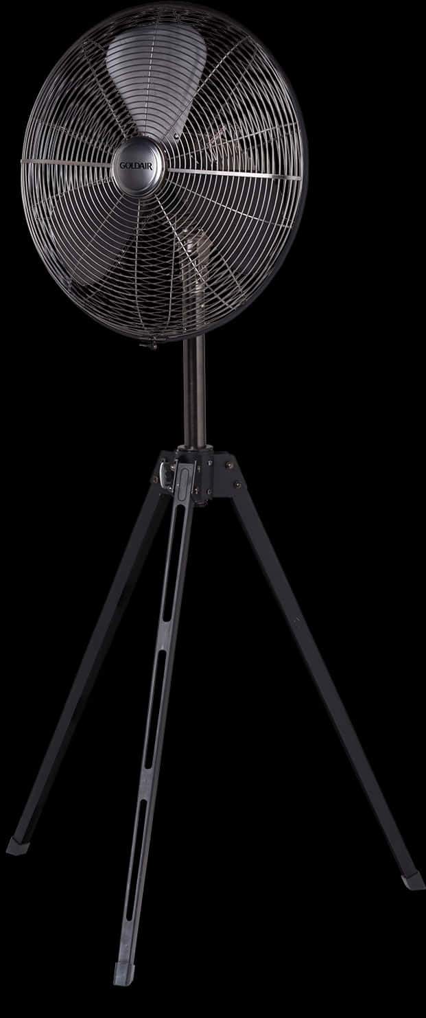 Black Standing Fan Isolatedon Dark Background.jpg PNG