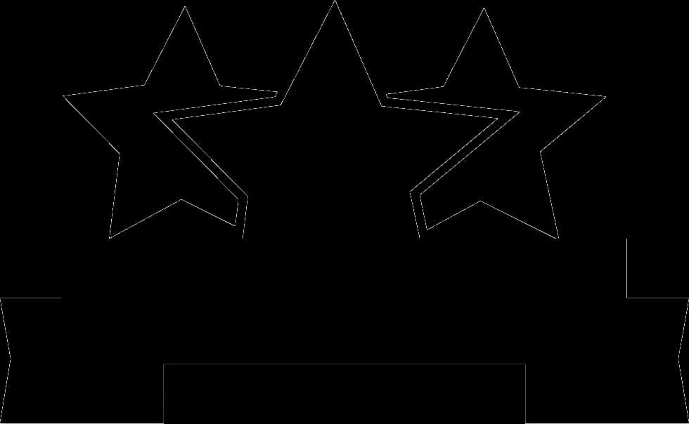 Black Star Banner Ribbon Outline PNG