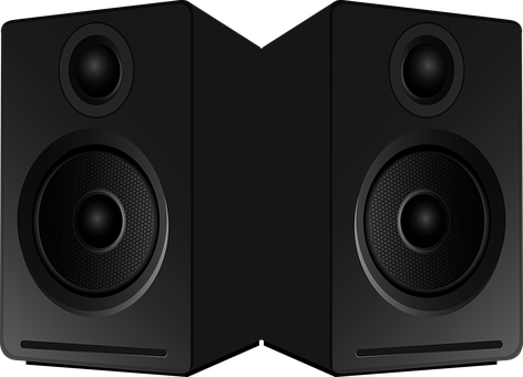 Black Stereo Speakers PNG