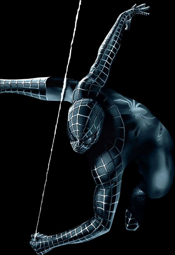 Download Black Suit Spiderman Swinging | Wallpapers.com