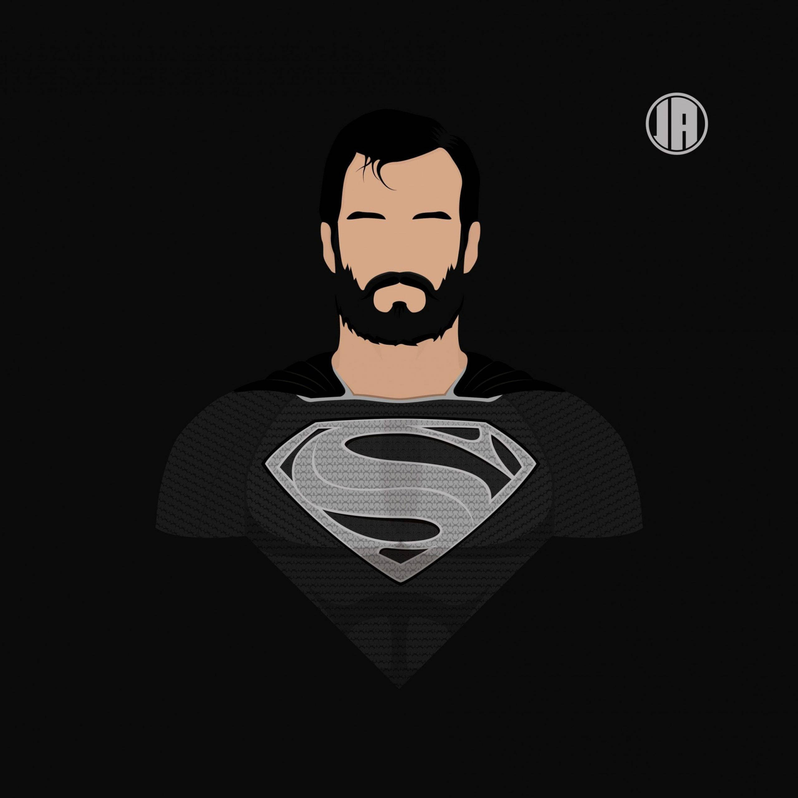 Black Suit Superman Beard Logo Vector Art Wallpaper