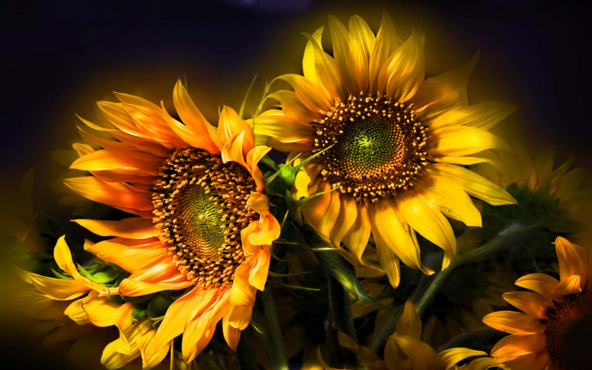 Eineexplodierende Schwarze Sonnenblume In Leuchtender Blüte Wallpaper