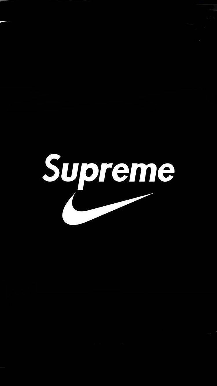 Svartsupreme Och Nike Logotyp. Wallpaper