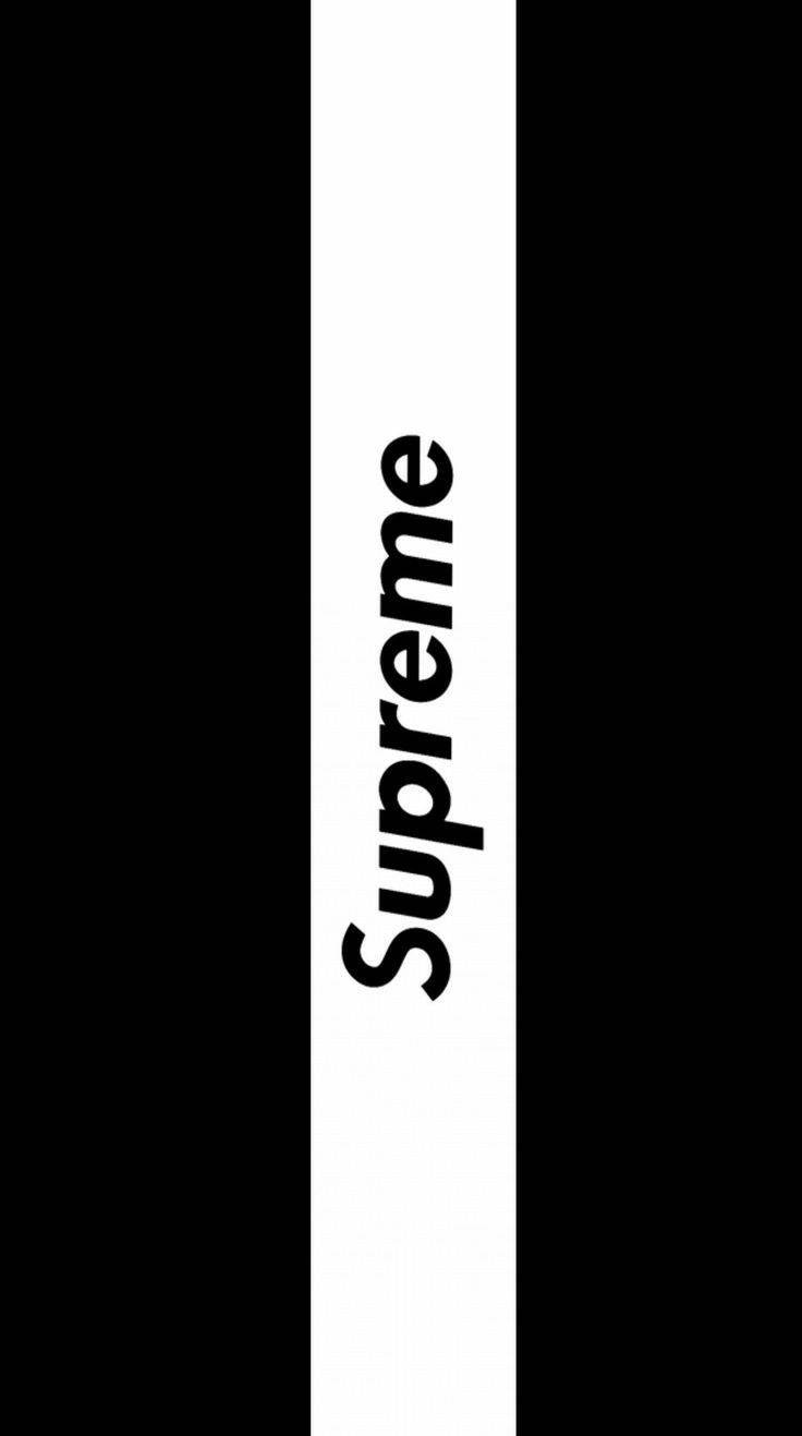 Black Supreme With White Vertical Stripe Wallpaper