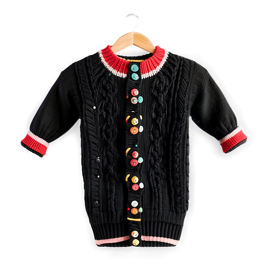 Black Sweater With Buttons Png 06132024 PNG