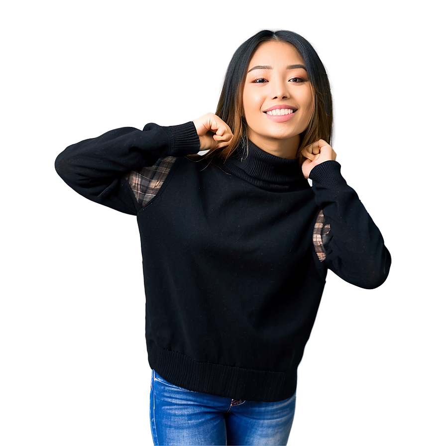 Black Sweater With Collar Png 10 PNG