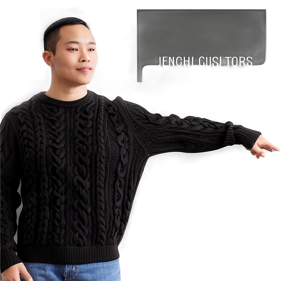 Black Sweater With Elbow Patches Png 21 PNG