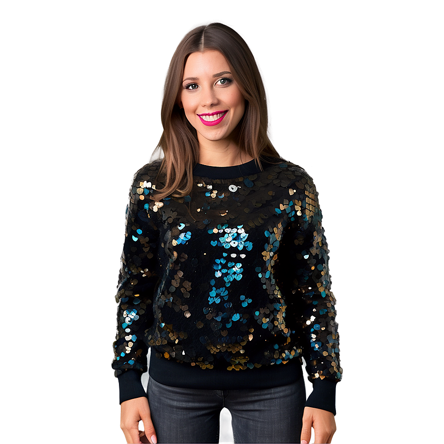 Black Sweater With Sequins Png Vuq97 PNG