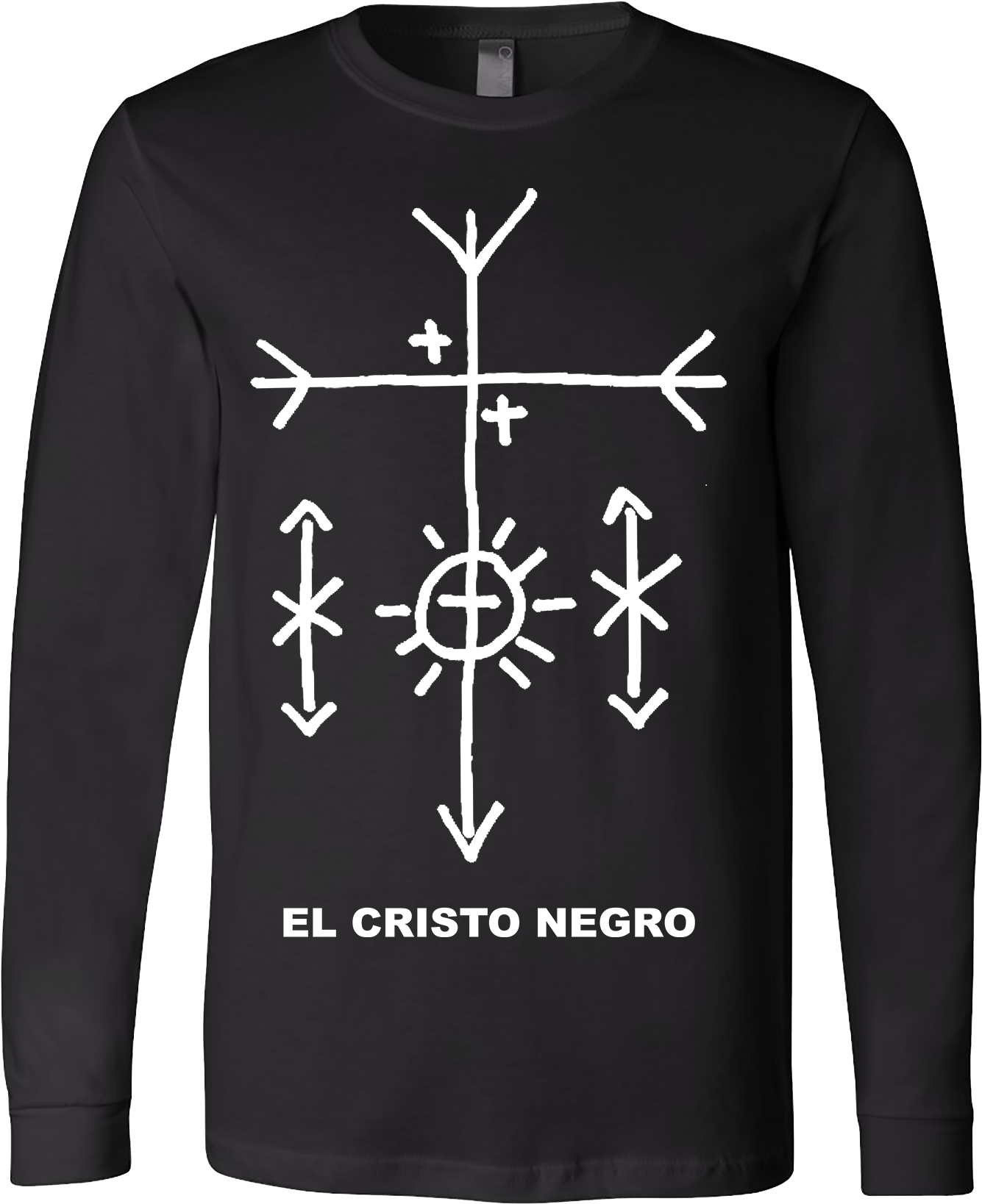 Black Sweatshirtwith White Symbolic Design PNG