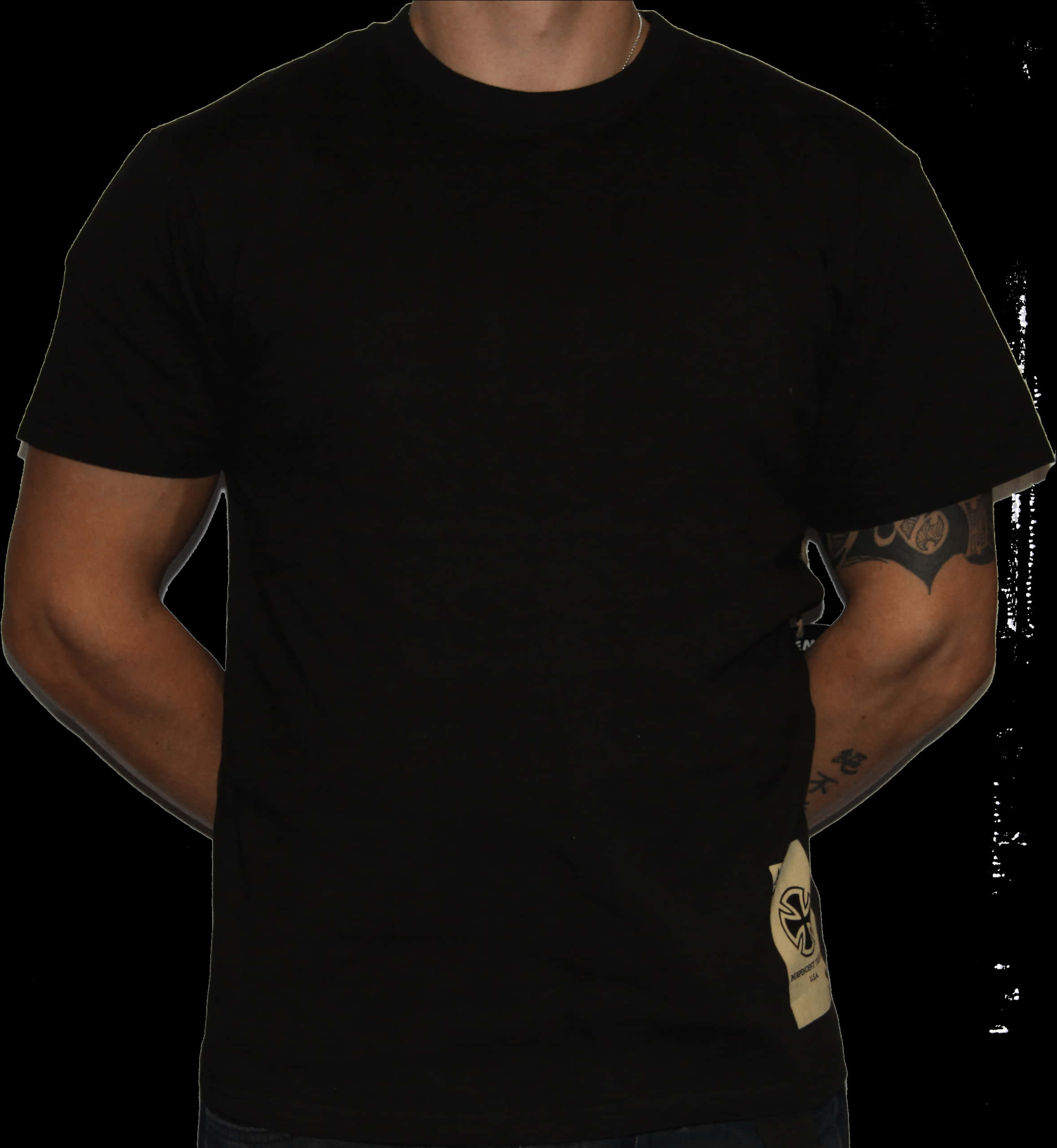 Black T Shirt Model Tattoo PNG