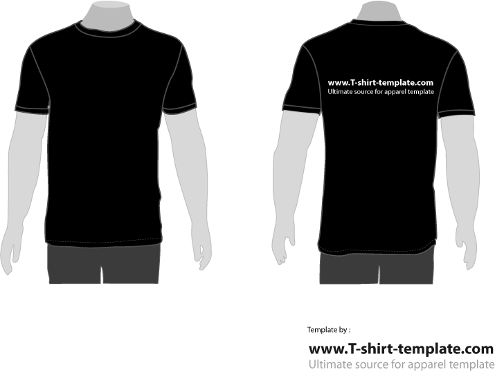 Black T Shirt Template Frontand Back PNG