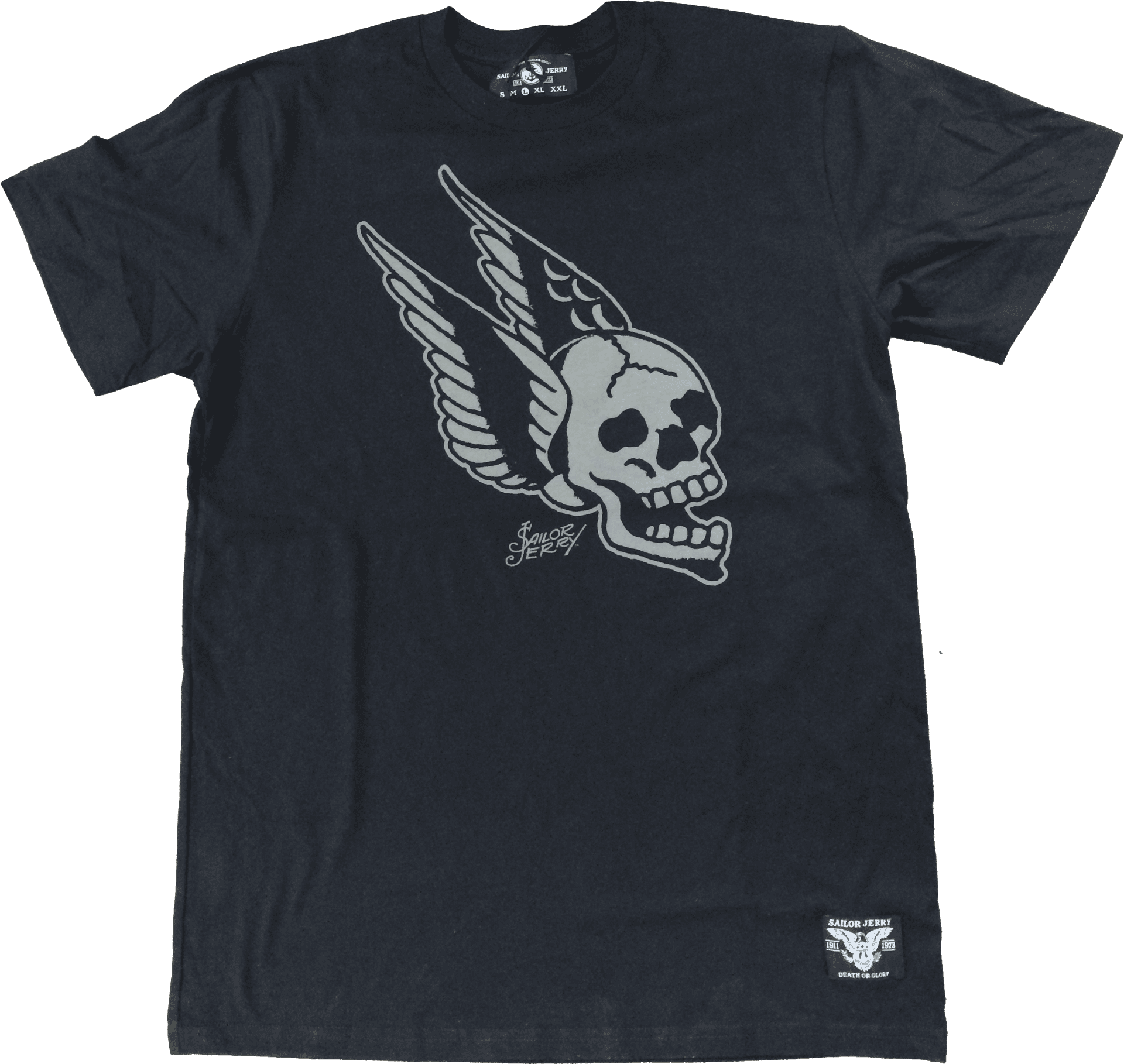 Black T Shirtwith Skulland Wings Graphic PNG