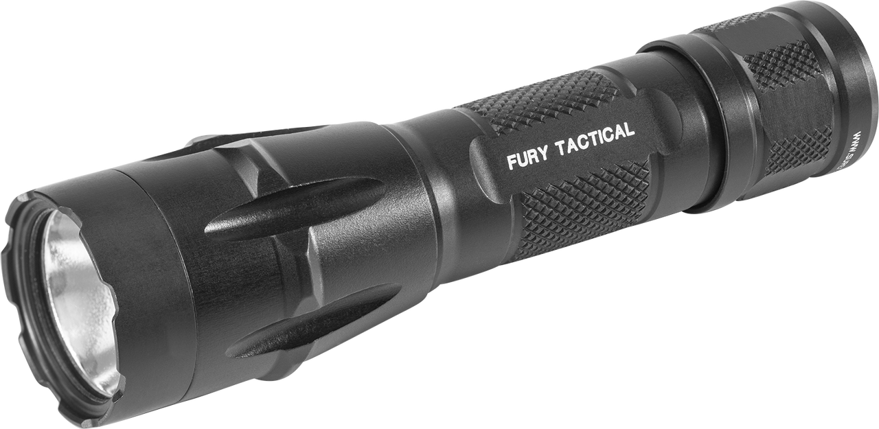 Black Tactical L E D Flashlight PNG