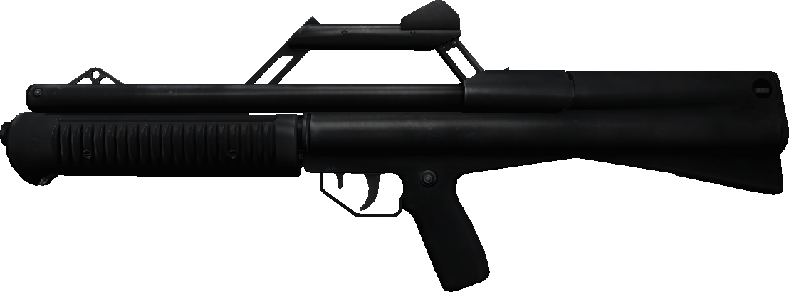 Black Tactical Shotgun Side View PNG
