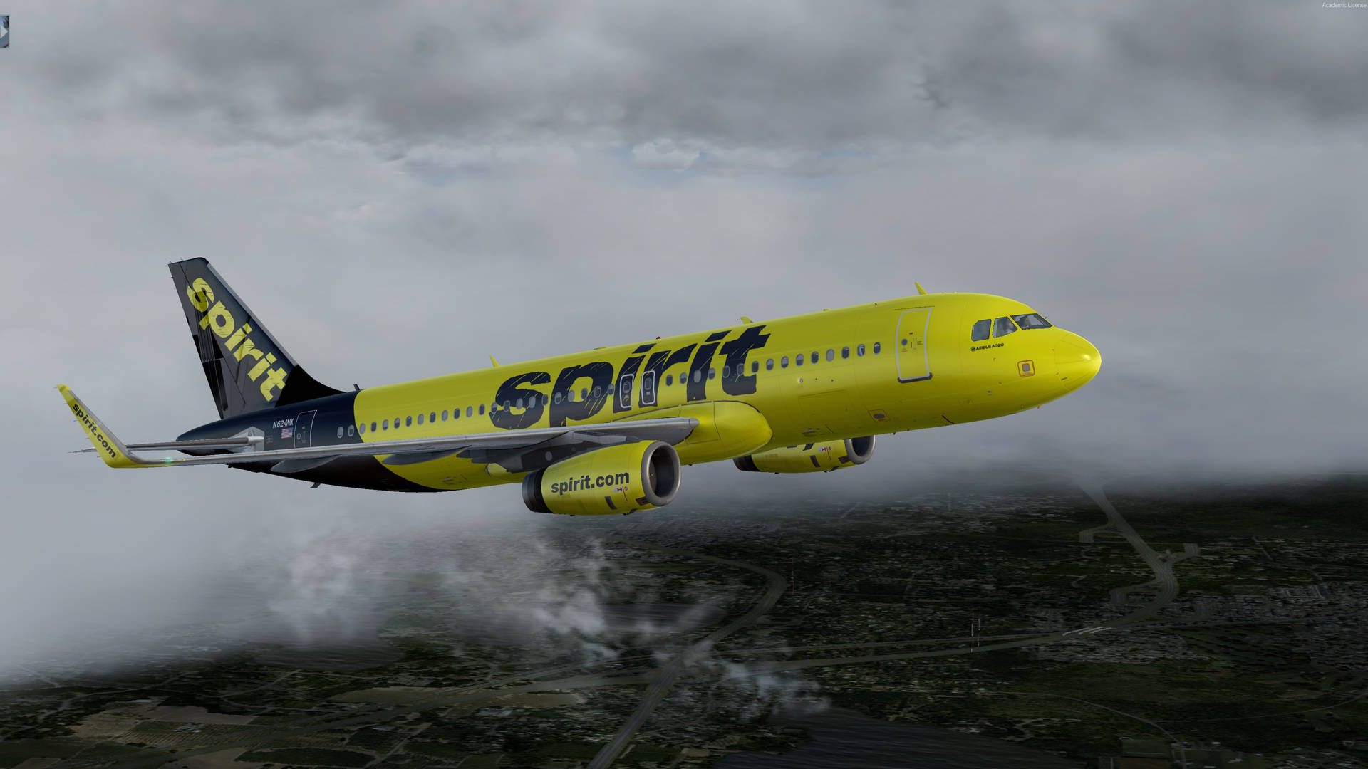 Black Tailed Spirit Airlines Airplane Background