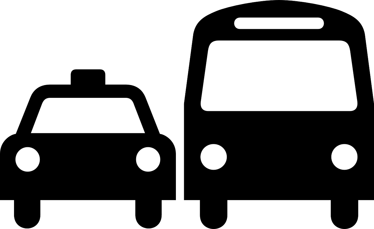 Black Taxiand Bus Silhouette PNG