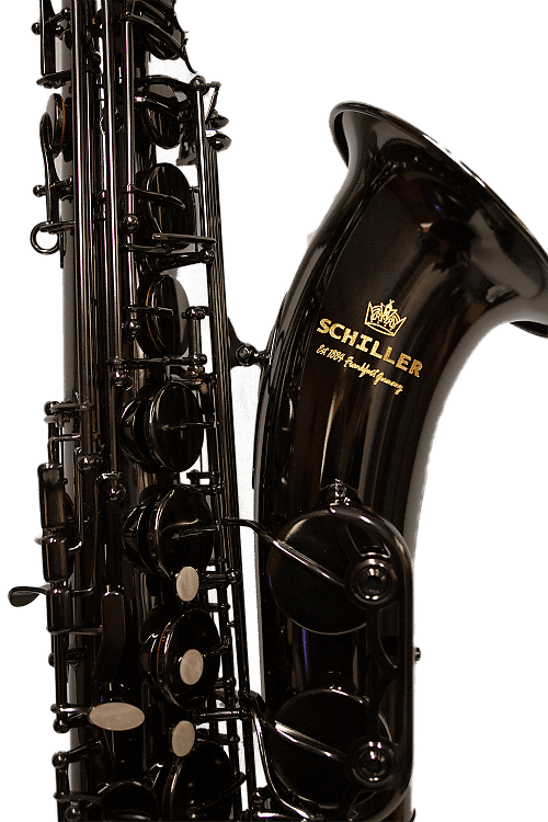 Black Tenor Saxophone Schiller Brand PNG