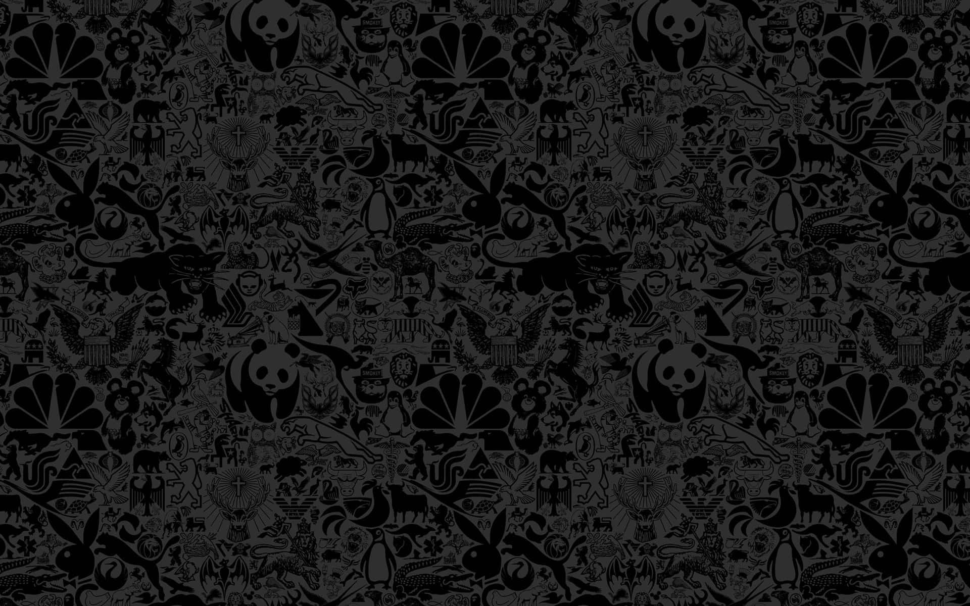 Patronesde Textura Negra De Logotipos De Marcas De Animales En Fondos De Pantalla Para Computadoras O Dispositivos Móviles.
