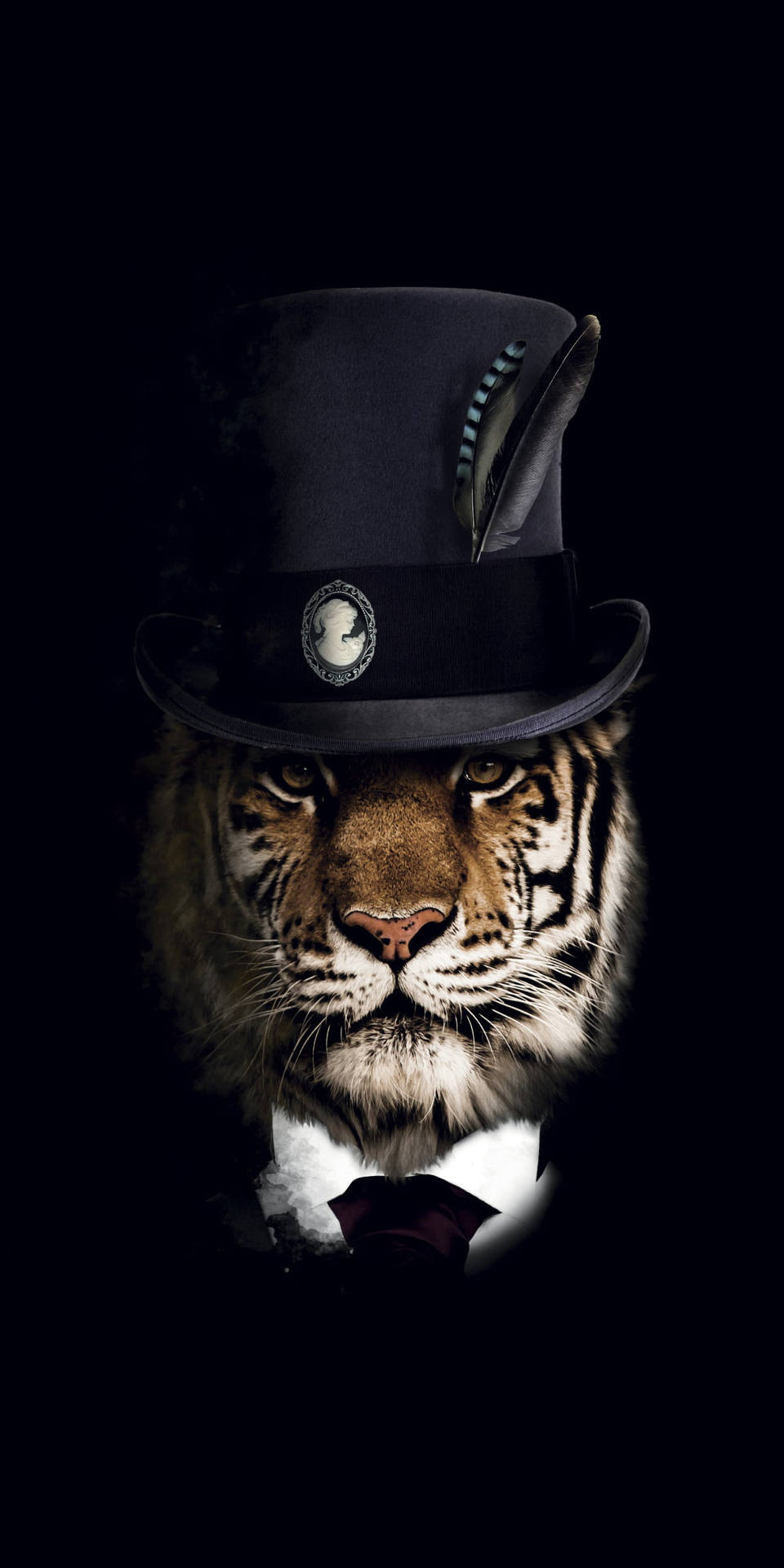 Black Tiger With Top Hat Wallpaper