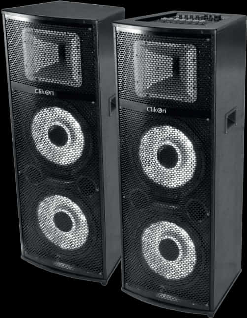 Black Tower Speakers Clik On Brand PNG