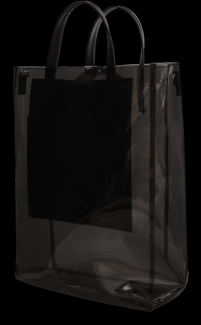 Black Transparent Tote Bagon Dark Background PNG