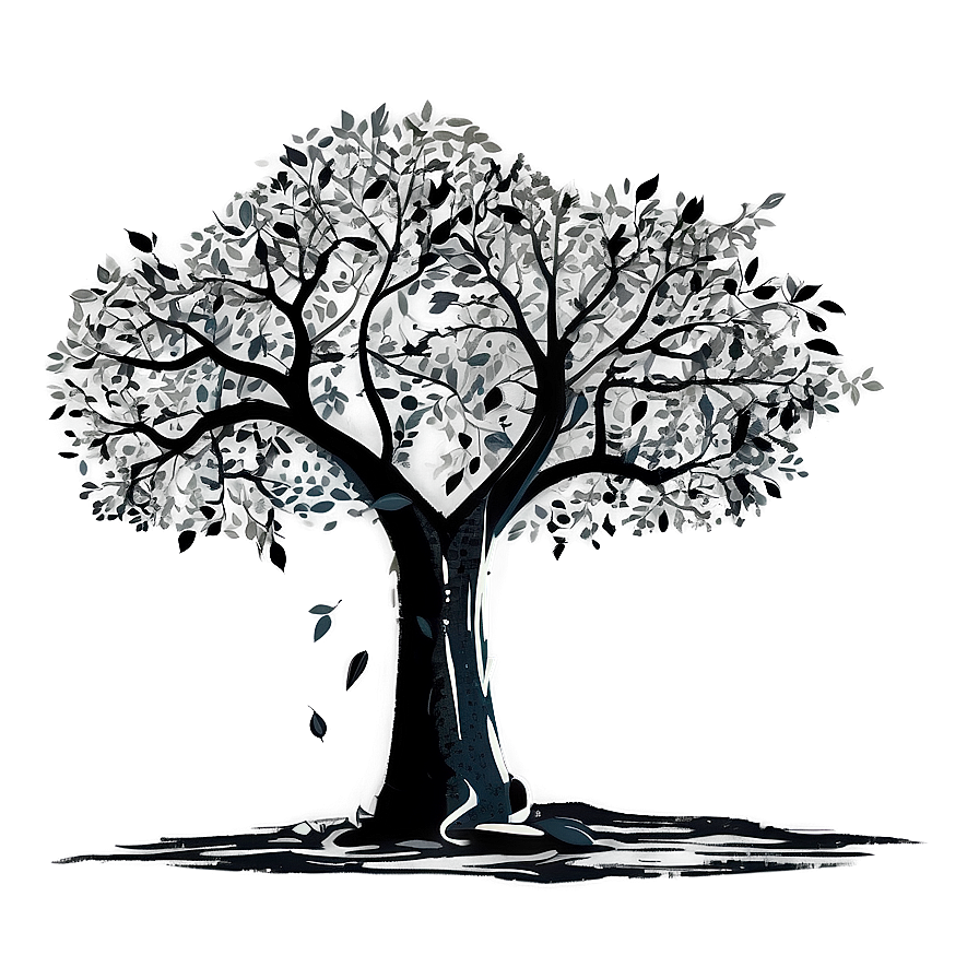 Black Tree With Falling Leaves Png 06212024 PNG