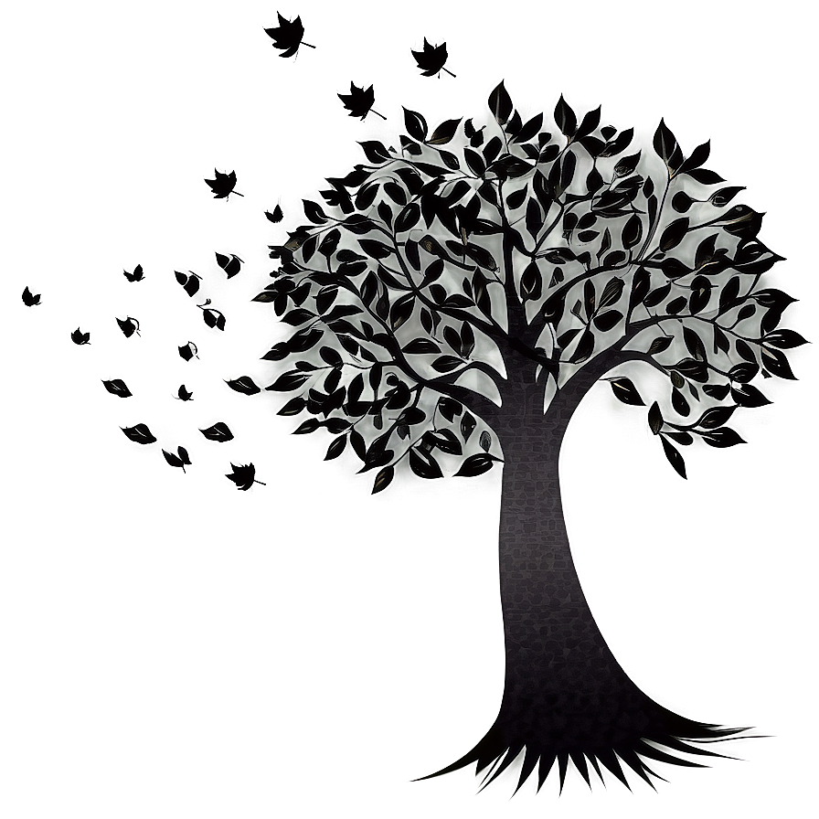 Black Tree With Falling Leaves Png 90 PNG