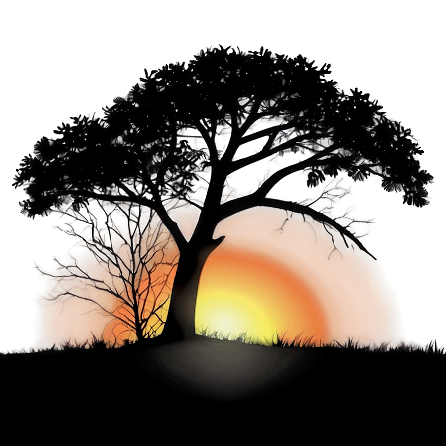 Black Tree With Sunset Background Png 61 PNG